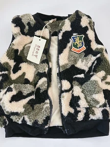 Girl Boy Kids Camo Camouflage Winter Comfy Fur Fluffy Warm Cute Vest Jacket - Picture 1 of 13