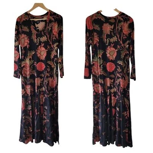 Maxikleid weiche Umrandung schwarz rot Blumen PXS Boho Cottagecore Fee Grunge - Bild 1 von 11