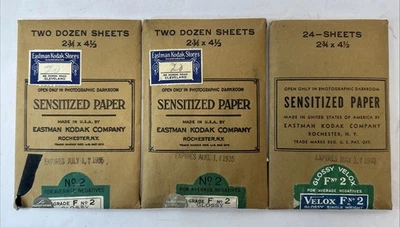 Lot of 3 Eastman Kodak Shores Sensitized Paper Grade F No 2 Expires 1935 (2), 40 - Image 1 of 4