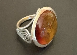 Vintage Ring Sterlingsilber & baltischer Bernstein Größe 6,5 - Bild 1 von 8