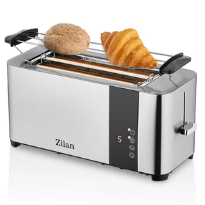 Edelstahl Toaster 4 Scheiben Toastautomat Brötchenaufsatz Krümelschublade - Bild 1 von 6
