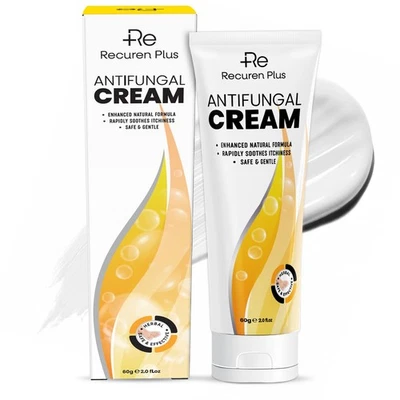 RECUREN PLUS Antifungal Herbal Skin Care Cream: Daily Comfort for Athlete’s Foot, Jock Itch