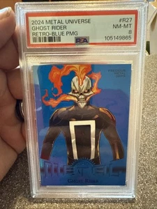 2024 Skybox Marvel Metal Avengers PMG Blu #’d 50 Ghost Rider PSA 8 Retro R-27! - Foto 1 di 2
