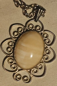 Schmuck - Vintage Anhänger - Jaspis - goldfarben - mit Kette - Bild 1 von 5