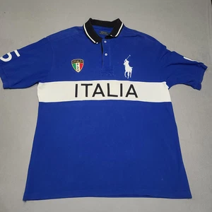 Polo Ralph Lauren Polo Shirt Mens 2XLT Blue Italia Rugby Big Pony Crest #15 Keef - Picture 1 of 10