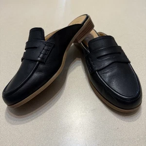 Crown Vintage Women Size 9.5 M (41) Black Naliana Leather Mules Casual Flats - Picture 1 of 11
