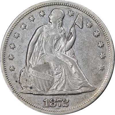 Dólar libertad sentada 1872-P bonito XF/AU bonito atractivo visual bonito golpe Foto 1 de 2