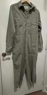 FRANK & EILEEN 北爱尔兰连身裤绿色棉亚麻弹力混纺 L — 第 1/4 张图片