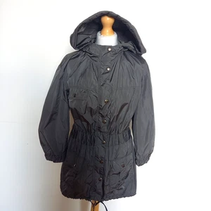 Aquascutum London IT 42 UK 10 Silver Grey Nylon Hooded Anorak Rain Jacket - Imagen 1 de 10