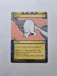 Negate BUGS BUNNY LOONEY TUNES WB MAGIC GATHERING ALTERED ART HAND PAINT - Picture 1 of 12