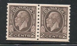 Canada Sc 206 1933 2 c brown George V medallion issue coil stamp pair mint NH - Picture 1 of 1