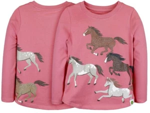 NEW John Deere Pink Glitter Running Horses Long Sleeve T-Shirt Sizes 2T 3T 4T - Picture 1 of 1