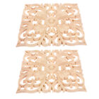  2 Pcs Vanity Decor Onlay Carved Square Flower Piece Dressing Table