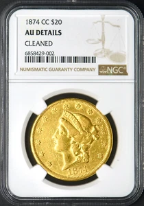 1874-CC $20 Gold Liberty Head Double Eagle - NGC AU Details - ✪COINGIANTS✪ - Picture 1 of 2