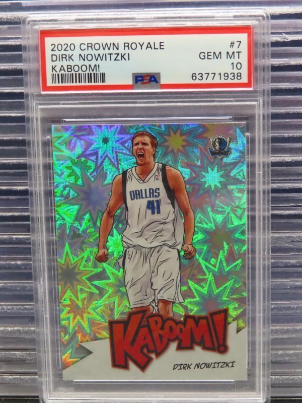 2020-21 Crown Royale Dirk Nowitzki Kaboom! SSP Case Hit #7 PSA 10 Mavericks