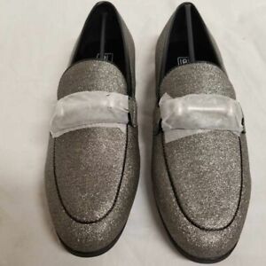 Asos Loafer Flat Shoes Womens Size 6 Silver Black Glitter Snaffle Bit Slip Ons