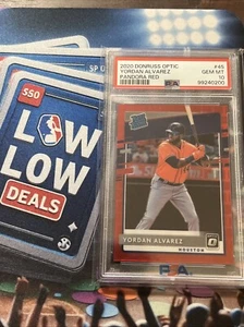Yordan Alvarez 2020 Donruss Optic 45 Pandora Red PSA 10 Rated Rookie /79 POP 8 - Picture 1 of 8