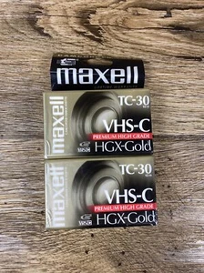 Pack Of 2 Maxwell VHS-C TC-30 HGX-Gold Premium High Grade Video Tapes New Sealed - Picture 1 of 5