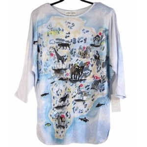 Camicia tunica Donna Toran scena safari taglia media vintage retrò anni 80 90 - Foto 1 di 12