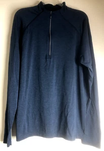 Lululemon Men's Chest 44" Blue 1/4 Zip Pullover Metal Vent Tech Long Sleeve Top - Picture 1 of 10