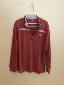 NWT Wisconsin Badgers L/S Pull Over. 1/4 Zip. Large - Picture 1 of 2