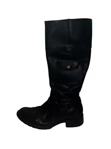 Timberland Sz 10 Charles Street Darcey Black Leather Combat High Statement Boot - Picture 1 of 12