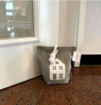 Türstopper Sack Stoff grau modern Haus Türpuffer Wand Boden Deko Wohnzimmer weiß - Bild 1 von 3