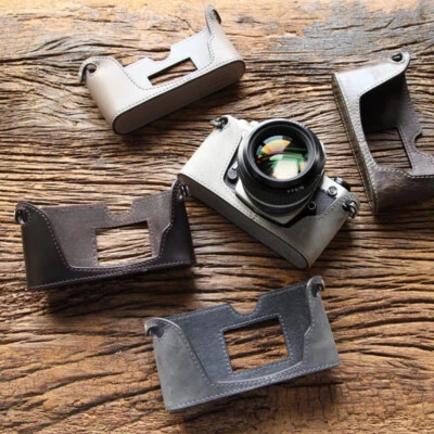 Genuine Real Leather Camera Bag Case Protect Half Cover Base For Nikon FM2 - Image 1 of 4