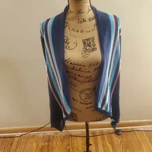 Pink Republic Girls Multicolored Striped Long Sleeve Open Front Knit Cardigan M - Picture 1 of 7