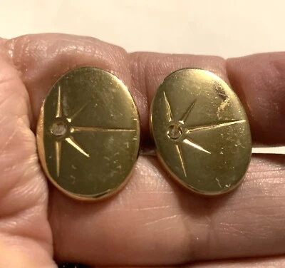 Gemelos vintage Art Deco Anson tono dorado mediados de siglo ovalados Foto 1 de 4