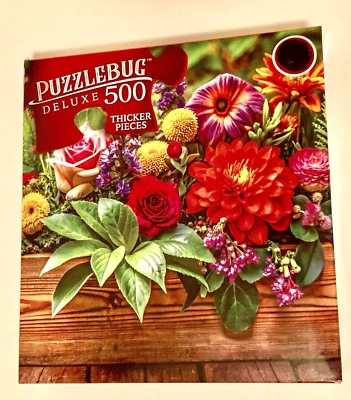PUZZLEBUG DELUXE - Bonita caja de flores de madera - Rompecabezas de 500 piezas más gruesas Foto 1 de 4