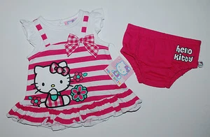 USA~Kleid~HELLO KITTY~62-68~Sommerkleid~Katze~Babykleid~gestreift~Kleidchen~pink - Bild 1 von 1
