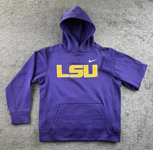 Nike LSU Tigers Boys Therma Hoodie Large Purple Dri Fit Licensed Youth EUC - Picture 1 of 11