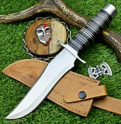 Cuchillo de caza de acero J2 hecho a mano premium - Cuchillo Bowie para exteriores con funda Z-2158 Foto 1 de 4