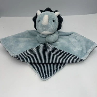 Manta de seguridad para bebé Carters dinosaurio dinosaurio Lovey azul marino rayas juguete Lovey Foto 1 de 4