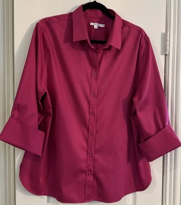 Chico’s Womens Raspberry Pink 3/4 Sleeved Button Up Tunic/Shirt - Size 3.5 (18) - Image 1 of 4