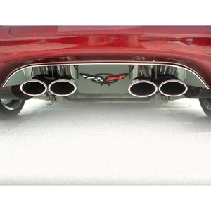 Panel de llenado de escape banderas cruzadas logotipo para Chevy Corvette 1997-2004 [pulido] - Imagen 1 de 3