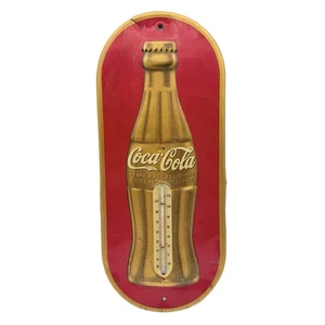 Insegna Termometro Metallo Verniciato Bottiglia Goffrata Coca Cola Originale 1938 - Foto 1 di 6
