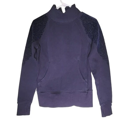 Sudadera Pullover Lululemon Floral Flock 2 Medianoche Azul Marino Cremallera Cuello Simulado Foto 1 de 4