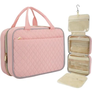 Travel Toiletry Organizer Storage Cosmetic Case Hanging Pouch Makeup Bag - Pink - Picture 1 of 6