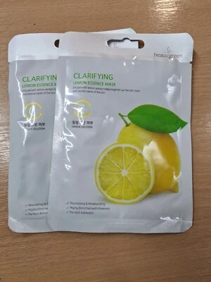 2x Beauu Green Clarifying Lemon Essence Mask Nourishing And Moisturising - Image 1 of 4