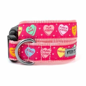 THE WORTHY DOG Puppy Love Dog Nylon Collar, Pink Sizes XS-XL - Picture 1 of 2