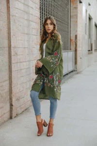 Long Floral Kimono Cardigan - Picture 1 of 14