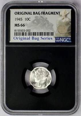 1945 10c Mercury Dime - NGC MS 66 Original Bag Fragment - Image 1 of 2