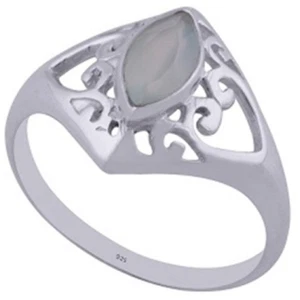 Anillo destacado de plata esterlina 925 de 2,4 gramos con calcedonia corte Aqua Marquis talla 8 - Imagen 1 de 2