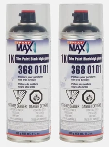 SprayMax 3680101 Gloss Black 1K Trim Paint Aerosol 11.3 oz each (2 Pack) - Picture 1 of 1