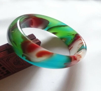 Brazalete de jade colorido de 23 mm de ancho para mujer diámetro interior 57-64 mm  Foto 1 de 4
