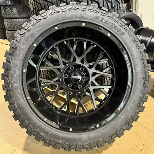 22x12 Vision Rocker Black Wheels 35" RT MT Tires 8x6.5 Hummer H1 H2 - Picture 1 of 5