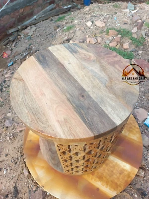 Round Coffee Table - Unique coffee table - Wood coffee table - Minimalist Mango - Image 1 of 4