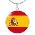 Spain Flag Necklace Sweden Flag Stainless Steel or 18k Gold 18-22"